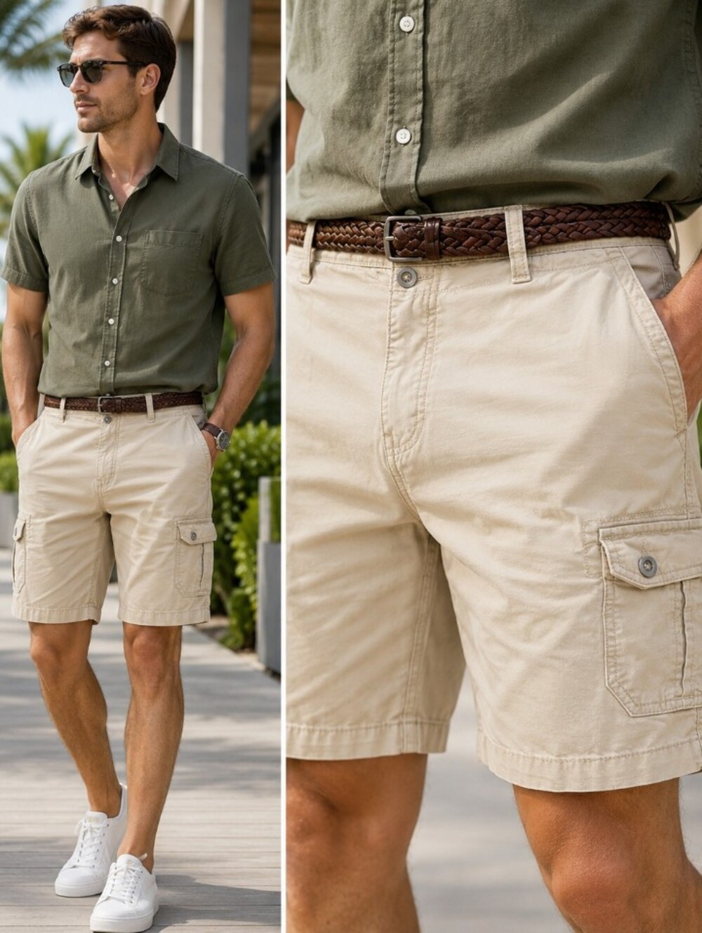 Iron Flex Men's Cargo Shorts Size 40, 98% Cotton, Multipocket
